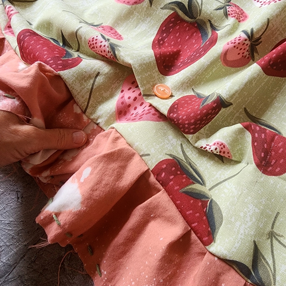 SOLD OUT✅️Designer Boho Maxi Skirt Upcycled Rare Strawberry Cottage Shabby Chic - Picture 7 of 16